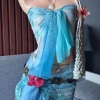 Set Bikini Xanh Sóng Biển + Khăn Quấn: Tặng Dây Chuyền Vỏ Sò, Chip & 2 Kẹp Hoa 2