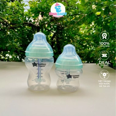 Set bình sữa Tommee Tippe cảm biến nhiệt, chống đầy hơi, PP 150‑260ml - Giá ưu đãi 195.000₫ 2