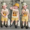 Set bộ ba lỗ bé trai Khỉ Chimpanzini Bananini Quần sọc vàng cotton mềm mịn giá 155.100₫