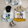 Set Bộ Ba Lỗ Bé Trai SUMMER BOY Quần Đũi Caro Hàn 2.025 Cotton Mềm Mát 185k