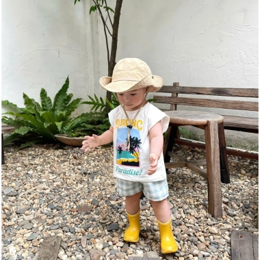 Set Bộ Ba Lỗ Bé Trai SUMMER BOY Quần Đũi Caro Hàn 2.025 Cotton Mềm Mát 185k 2
