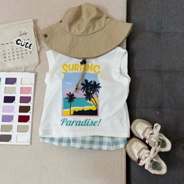 Set Bộ Ba Lỗ Bé Trai SUMMER BOY Quần Đũi Caro Hàn 2.025 Cotton Mềm Mát 185k 7