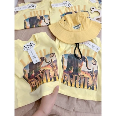 Set bộ ba lỗ bé trai Voi LIRILI LARILA - Quần nâu cotton mềm mịn, giá 145k