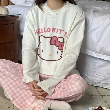 Sét bộ dài mùa đông LAMFASHION: Quần caro dáng suông phối ren, áo tay thun xượt - Giá 220.500₫ 2