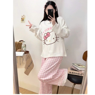 Sét bộ dài mùa đông LAMFASHION: Quần caro dáng suông phối ren, áo tay thun xượt - Giá 220.500₫ 5