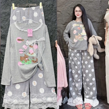 Sét bộ dài tay hình in 5D, quần dài chất tăm lạnh, mặc tết siêu xinh - 108.500₫ 2