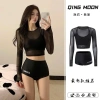 Set bộ đồ bơi 3 chi tiết bikini 2 dây áo lưới dài tay chống nắng gợi cảm cho đi biển NGOMINH BKN04 4
