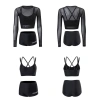 Set bộ đồ bơi 3 chi tiết bikini 2 dây áo lưới dài tay chống nắng gợi cảm cho đi biển NGOMINH BKN04 8