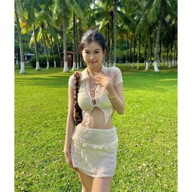 Set bộ đồ bơi bikini 3 chi tiết + áo choàng hottrend, đệm ngực Hàn Quốc KS2.288 BKN41 - 169k
