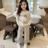 Set Bộ Len Quần In Đốm 2.026 Họa Tiết Mèo Kitty Bé Gái Dễ Thương Măc Tết Giá 99.000đ 3