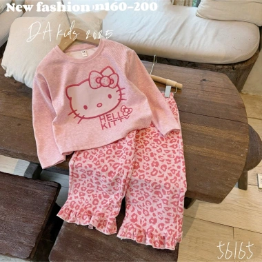 Set Bộ Len Quần In Đốm 2.026 Họa Tiết Mèo Kitty Bé Gái Dễ Thương Măc Tết Giá 99.000đ 5
