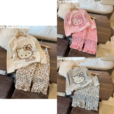 Set Bộ Len Quần In Đốm 2.026 Họa Tiết Mèo Kitty Bé Gái Dễ Thương Măc Tết Giá 99.000đ 7