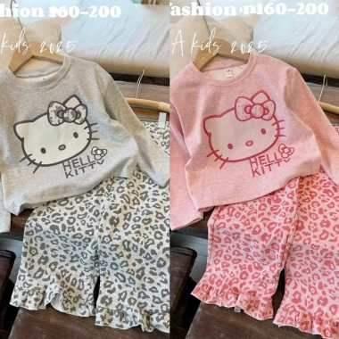 Set Bộ Len Quần In Đốm 2.026 Họa Tiết Mèo Kitty Bé Gái Dễ Thương Măc Tết Giá 99.000đ 9