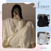 Sét bộ mặc nhà nữ thêu mặt cười áo nỉ dài tay quần jogger tổ ong xinh giảm 139k SanieeClothes