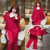 Set Bộ Ngủ 3 Món Lụa Vân Hoạ Tiết Hoa Hồng, Viền Ren Đen - Cao Cấp Xíu Sleepwear, Giá Ưu Đãi 595k