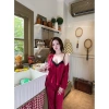 Set Bộ Ngủ 3 Món Lụa Vân Hoạ Tiết Hoa Hồng, Viền Ren Đen - Cao Cấp Xíu Sleepwear, Giá Ưu Đãi 595k 5