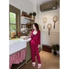 Set Bộ Ngủ 3 Món Lụa Vân Hoạ Tiết Hoa Hồng, Viền Ren Đen - Cao Cấp Xíu Sleepwear, Giá Ưu Đãi 595k 6