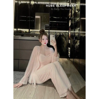 Set Bộ Ngủ 3 Món Thun Cotton Ren + Áo Choàng Tiểu Thư QCCC Loại 1 Xíu Sleepwear - Giá chỉ 595k 6
