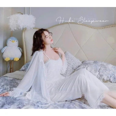 Set Bộ Ngủ 3 Món Thun Cotton Ren + Áo Choàng Tiểu Thư QCCC Loại 1 Xíu Sleepwear - Giá chỉ 595k 8