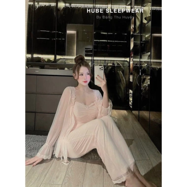 Set Bộ Ngủ 3 Món Thun Cotton Ren + Áo Choàng Tiểu Thư QCCC Loại 1 Xíu Sleepwear - Giá chỉ 595k 11