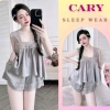 Set bộ ngủ lụa CARY áo 2 dây bản to + quần đùi ren sexy, mát mẻ mùa hè, giá 53.000đ