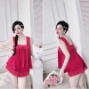 Set bộ ngủ lụa CARY áo 2 dây bản to + quần đùi ren sexy, mát mẻ mùa hè, giá 53.000đ 5