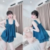 Set bộ ngủ lụa CARY áo 2 dây bản to + quần đùi ren sexy, mát mẻ mùa hè, giá 53.000đ 9