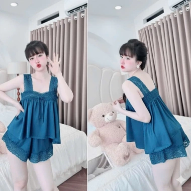 Set bộ ngủ lụa CARY áo 2 dây bản to + quần đùi ren sexy, mát mẻ mùa hè, giá 53.000đ 9 Set bộ ngủ lụa CARY áo 2 dây bản to + quần đùi ren sexy, mát mẻ mùa hè, giá 53.000đ 9