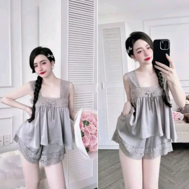 Set bộ ngủ lụa CARY áo 2 dây bản to + quần đùi ren sexy, mát mẻ mùa hè, giá 53.000đ 10 Set bộ ngủ lụa CARY áo 2 dây bản to + quần đùi ren sexy, mát mẻ mùa hè, giá 53.000đ 10
