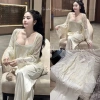 Set Bộ Ngủ Lụa Trơn, Áo Choàng Ren Nổi Lyly Tiểu Thư QC Cao Cấp Hube Sleepwear 665k