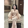 Set Bộ Ngủ Lụa Trơn, Áo Choàng Ren Nổi Lyly Tiểu Thư QC Cao Cấp Hube Sleepwear 665k 8