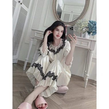 Sét bộ ngủ pijama tay dài lụa latin freesize 40-60kg - Giá ưu đãi 119.999 VNĐ 2