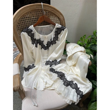 Sét bộ ngủ pijama tay dài lụa latin freesize 40-60kg - Giá ưu đãi 119.999 VNĐ 3