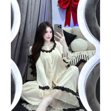 Sét bộ ngủ pijama tay dài lụa latin freesize 40-60kg - Giá ưu đãi 119.999 VNĐ 5