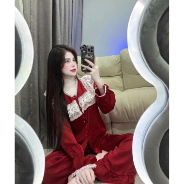 Sét bộ ngủ pijama tay dài lụa latin freesize 40-60kg - Giá ưu đãi 119.999 VNĐ 8