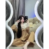 Sét bộ ngủ pijama tay dài phong cách tiểu thư chất lụa latin mềm mịn freesize 40-60kg giá 119k 2
