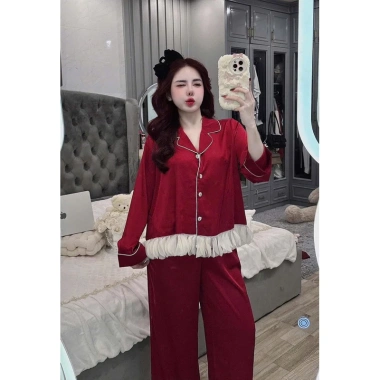 Sét bộ ngủ pijama viền ren thiết kế QC freesize 40-60kg giảm giá 20% chỉ 183.000 VND