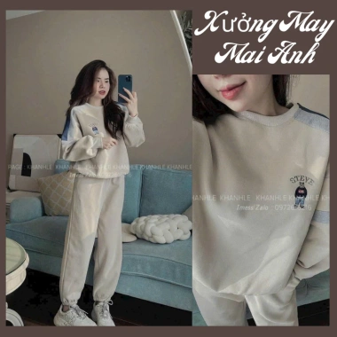 Set bộ nỉ gấu sweater freesize và quần jogger Hàn Quốc Ullzang - Thoải mái đi học, mặc ở nhà chỉ 239k