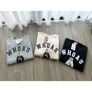 Set bộ nỉ gấu sweater freesize và quần jogger Hàn Quốc Ullzang - Thoải mái đi học, mặc ở nhà chỉ 239k