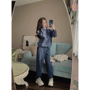 Set bộ nỉ gấu sweater freesize và quần jogger Hàn Quốc Ullzang - Thoải mái đi học, mặc ở nhà chỉ 239k