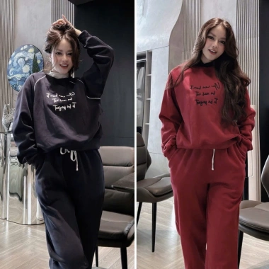 Set bộ nỉ nữ thu đông in chữ siêu xinh trẻ trung cá tính – Giá chỉ 300.000đ