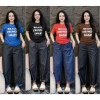 Set bộ nữ áo thun cotton 100% và quần jean thun mềm - Mặc nhà, đi chơi thoải mái, giá ưu đãi 219k