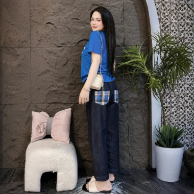 Set bộ nữ áo thun cotton 100% và quần jean thun mềm - Mặc nhà, đi chơi thoải mái, giá ưu đãi 219k