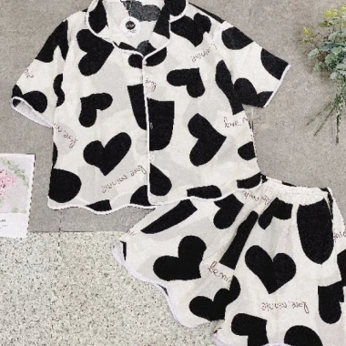 Set bộ pijama cộc viền bèo tay lỡ hàng - Thiết kế thời trang, mềm mại, giá 110.400đ