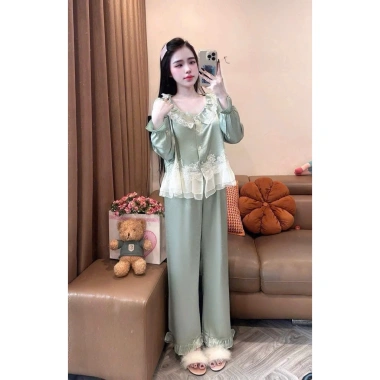 Sét bộ pijama tay dài lụa Latin mềm mịn, freesoze 40-60kg - Giá ưu đãi 99.999 VNĐ 2