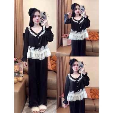Sét bộ pijama tay dài lụa Latin mềm mịn, freesoze 40-60kg - Giá ưu đãi 99.999 VNĐ 3
