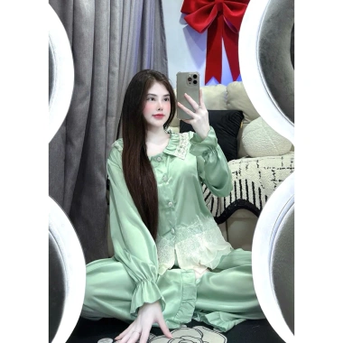 Sét bộ pijama tay dài lụa Latin mềm mịn, freesoze 40-60kg - Giá ưu đãi 99.999 VNĐ 6