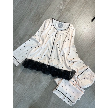Sét bộ pijama tay dài ren thiết kế QC xịn sò freesize 40-60kg giá chỉ 119k 8