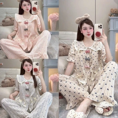 Set bộ pyjama dài hình bèo 3 nơ xinh vân mây DD99 - Giá ưu đãi 139.620₫ 9