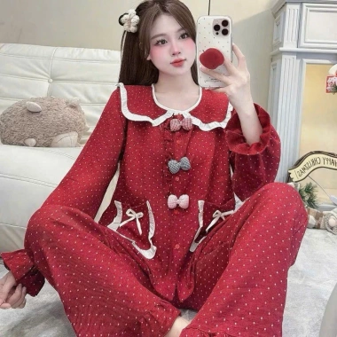 Set bộ pyjama dài hình bèo 3 nơ xinh vân mây DD99 - Giá ưu đãi 139.620₫ 10